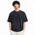 LEIRION Men's Overtype 3D Embroidered Oversized T-Shirt in Black