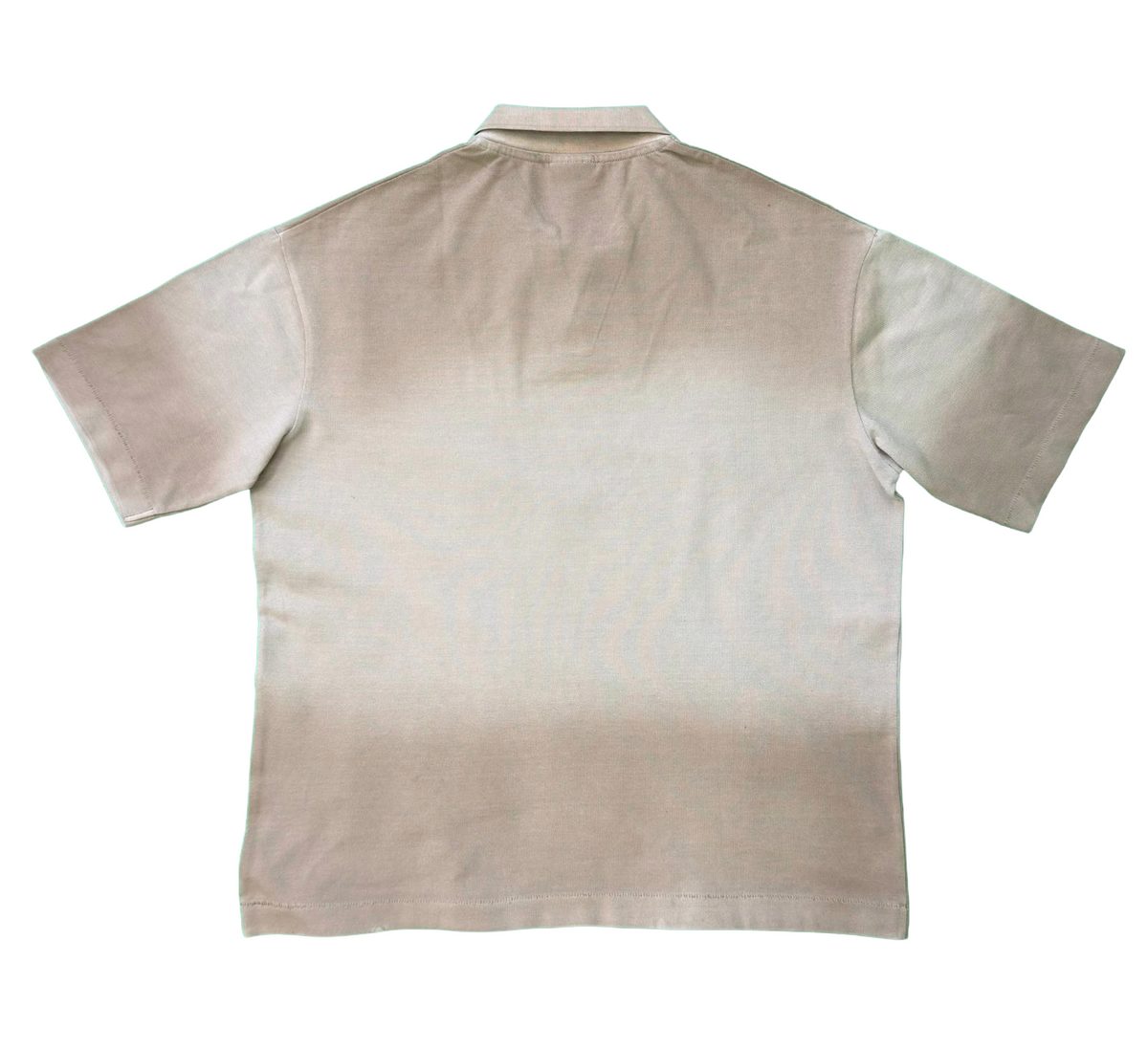 LEIRION Men's Oversized Gradient V-Neck Polo Shirt in Brown Cream Ombré